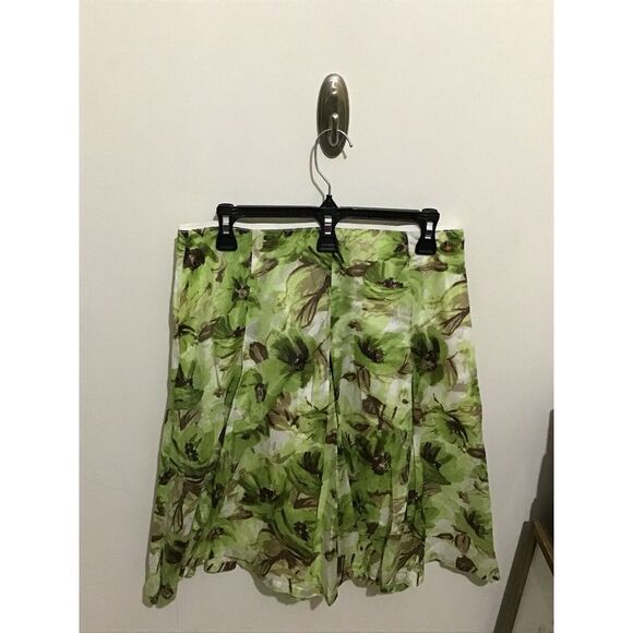 Banana Republic Dresses & Skirts - Banana Republic‎ Cotton/Silk Circle Midi Skirt 6 Spring Green Floral Lightweight